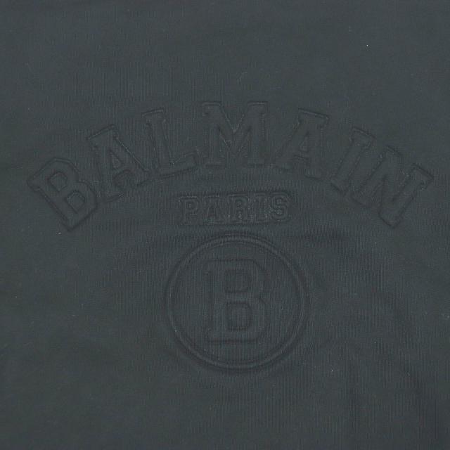 美品□BALMAIN バルマン コットン100％ ロゴエンボス クルーネック ロングスリーブ トレーナー スウェットシャツ ブラック S　メンズ_3