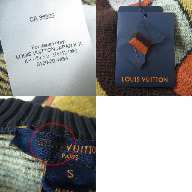 未使用品☆LOUIS VUITTON ルイヴィトン 22AW 1AAMCF ウール モヘア混 レザーロゴパッチ付 長袖 ニット マルチ S 伊製 正規品 レディース_9