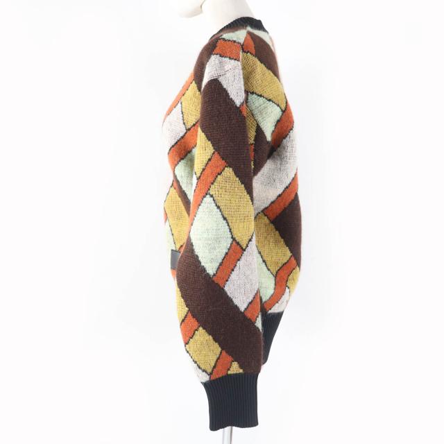 未使用品☆LOUIS VUITTON ルイヴィトン 22AW 1AAMCF ウール モヘア混 レザーロゴパッチ付 長袖 ニット マルチ S 伊製 正規品 レディース_1