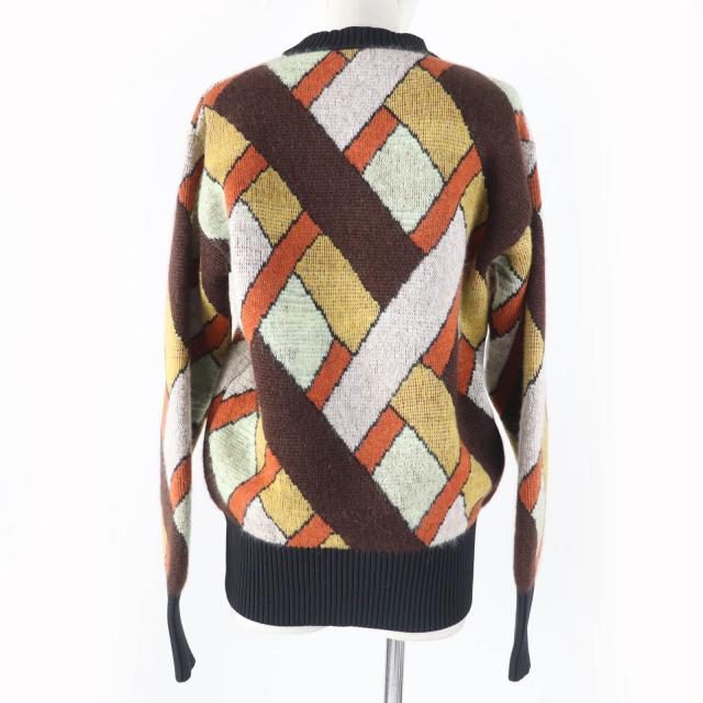 未使用品☆LOUIS VUITTON ルイヴィトン 22AW 1AAMCF ウール モヘア混 レザーロゴパッチ付 長袖 ニット マルチ S 伊製 正規品 レディース_2