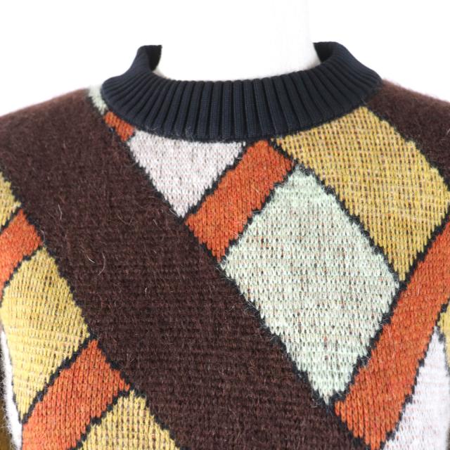 未使用品☆LOUIS VUITTON ルイヴィトン 22AW 1AAMCF ウール モヘア混 レザーロゴパッチ付 長袖 ニット マルチ S 伊製 正規品 レディース_3