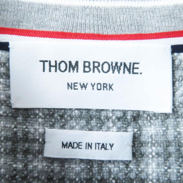 極美品◎THOM BROWNE トムブラウン 24SS FJD105A チェック柄 ツイード 半袖 ワンピース グレー ホワイト 40 イタリア製 正規品 レディース_5