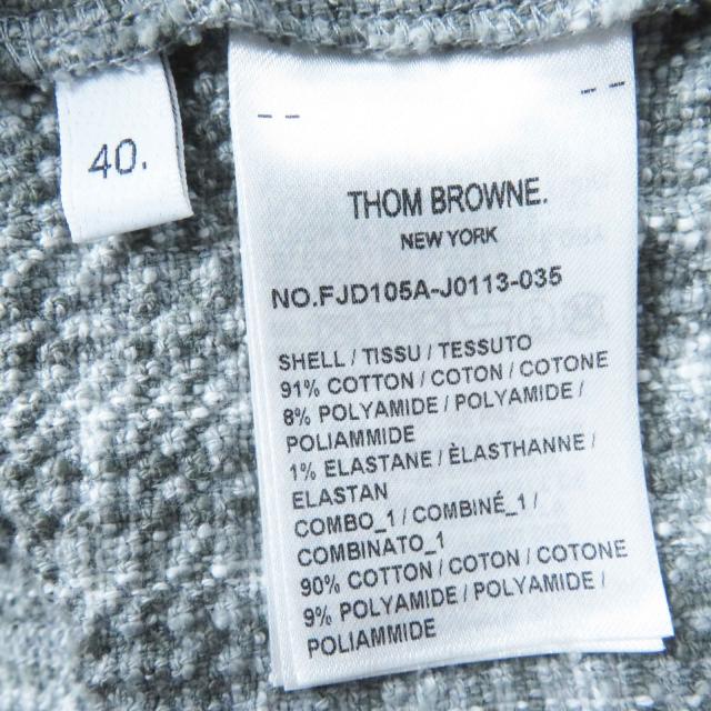 極美品◎THOM BROWNE トムブラウン 24SS FJD105A チェック柄 ツイード 半袖 ワンピース グレー ホワイト 40 イタリア製 正規品 レディース_6
