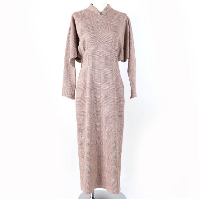 極美品☆MAME KUROGOUCHI マメクロゴウチ 23SS MM23PS-DR705 Houndstooth Geometric Plaid Dress バーズアイ柄 ワンピース 茶 3 正規品の通販は