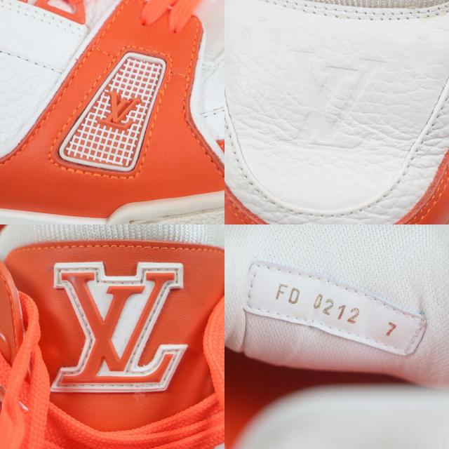 美品▼LOUIS VUITTON ルイヴィトン 2022年製 トレイナーライン LVロゴ入り モノグラム レザー スニーカー 7 箱・保存袋付き メンズ 美品▽LOUIS VUITTON ルイヴィトン 2022年製 トレイナーライン LVロゴ