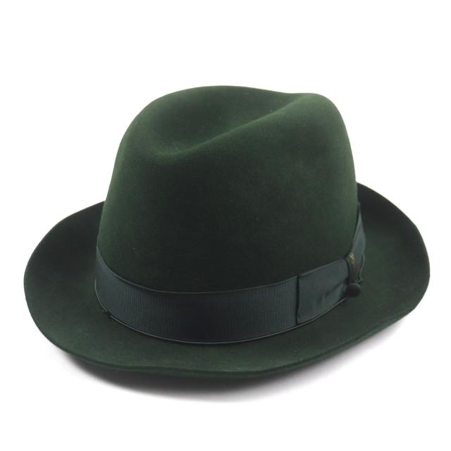未使用品▽Borsalino ボルサリーノ ロゴ入りリボン付き ラビットファー 