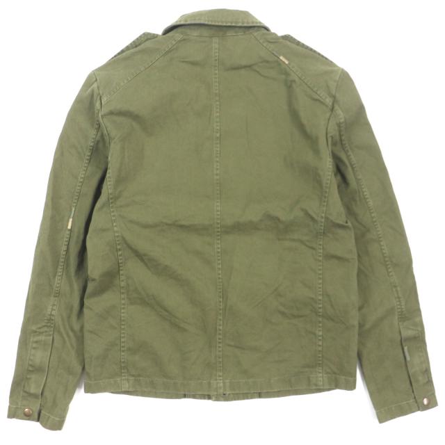 美品▼SAINT LAURENT PARIS サンローランパリ 598812 リネン混 ヴィンテージ加工 ZIPUP ミリタリージャケット カーキ 46 正規品 メンズの通販は