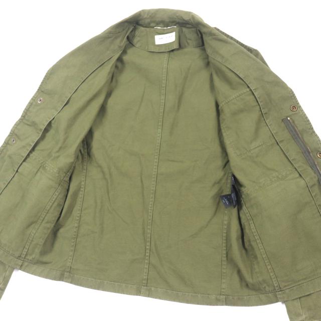美品▼SAINT LAURENT PARIS サンローランパリ 598812 リネン混 ヴィンテージ加工 ZIPUP ミリタリージャケット カーキ 46 正規品 メンズの通販は