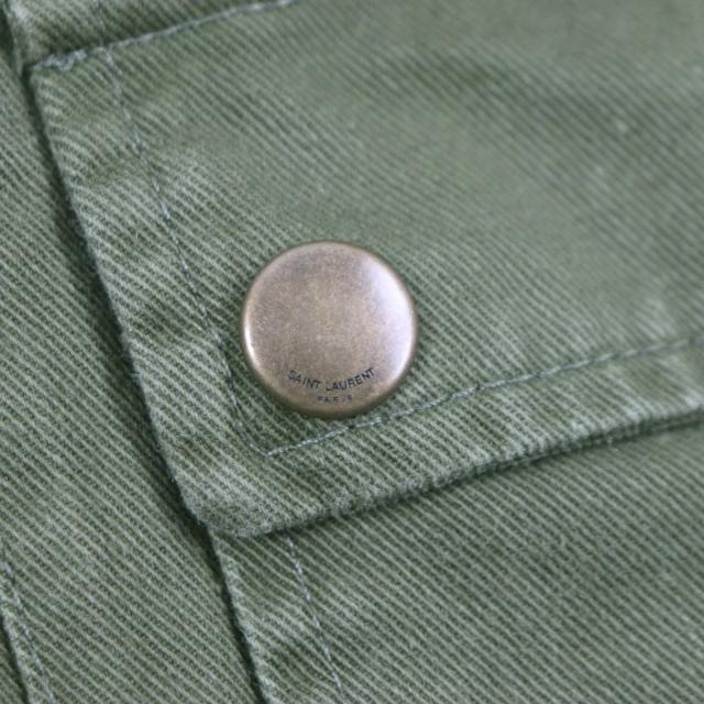 美品▼SAINT LAURENT PARIS サンローランパリ 598812 リネン混 ヴィンテージ加工 ZIPUP ミリタリージャケット カーキ 46 正規品 メンズの通販は