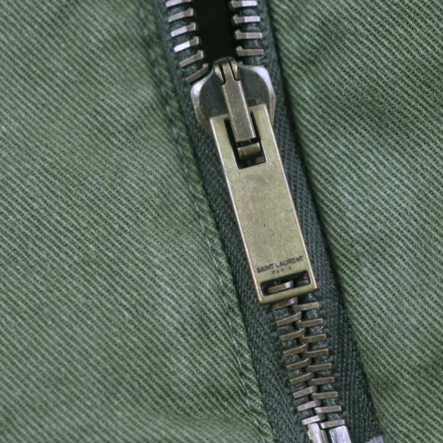 美品▼SAINT LAURENT PARIS サンローランパリ 598812 リネン混 ヴィンテージ加工 ZIPUP ミリタリージャケット カーキ 46 正規品 メンズの通販は