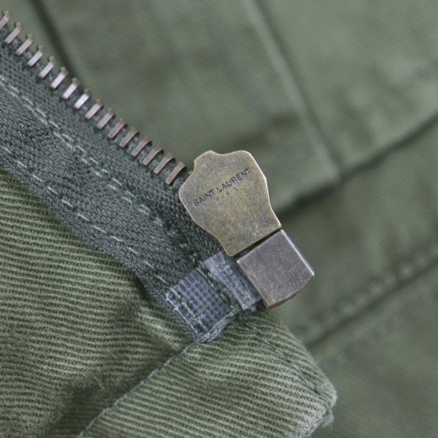 美品▼SAINT LAURENT PARIS サンローランパリ 598812 リネン混 ヴィンテージ加工 ZIPUP ミリタリージャケット カーキ 46 正規品 メンズの通販は