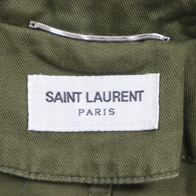美品▼SAINT LAURENT PARIS サンローランパリ 598812 リネン混 ヴィンテージ加工 ZIPUP ミリタリージャケット カーキ 46 正規品 メンズの通販は
