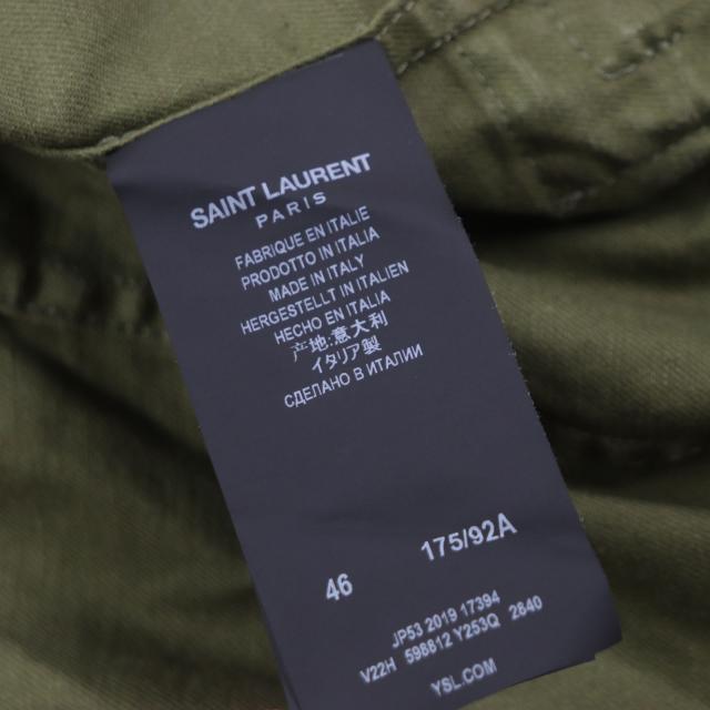 美品▼SAINT LAURENT PARIS サンローランパリ 598812 リネン混 ヴィンテージ加工 ZIPUP ミリタリージャケット カーキ 46 正規品 メンズの通販は