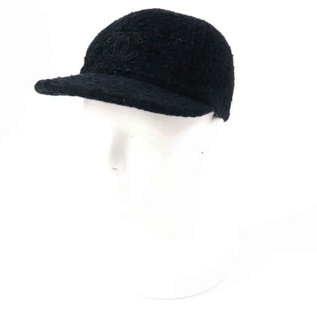 極美品◎CHANEL シャネル 22B AA8562 ココマーク ファンタジーツイード キャップ 帽子 ブラック ラメ M 箱付き 仏製 正規品 レディース