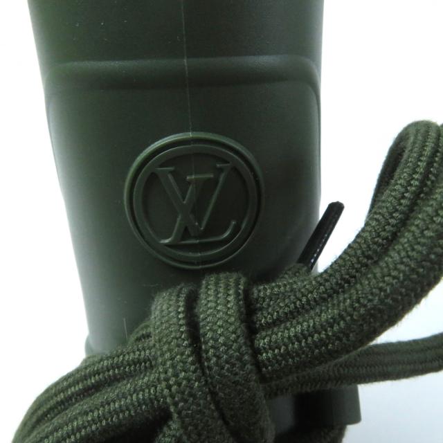 極美品★LOUIS VUITTON ルイヴィトン アークライト・ライン モノグラム LVロゴ レースアップ サイドZIP ラバー レインシューズ カーキ 36_7