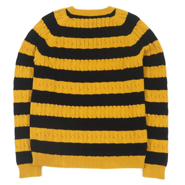 極美品□GUCCI グッチ 545709 コットン100％ ボーダー アニマルワッペン ニット セーター イエロー ブラック S イタリア製 正規品 メンズ_2