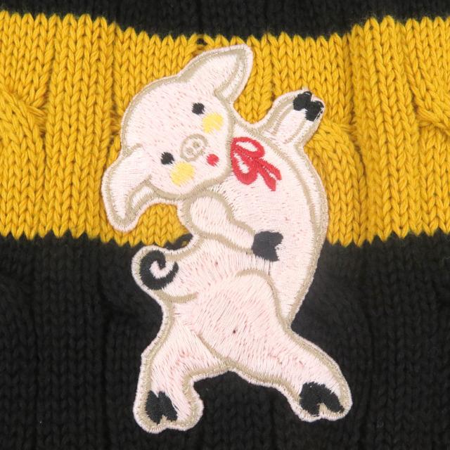 極美品□GUCCI グッチ 545709 コットン100％ ボーダー アニマルワッペン ニット セーター イエロー ブラック S イタリア製 正規品 メンズ_3