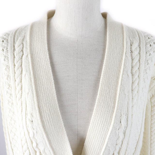 美品★Chloe クロエ 21AW ウール カシミヤ混 ケーブルニット 長袖 カーディガン トップス  WHITE XS イタリア製 正規品 レディース Chloe - 美品☆Chloe クロエ 21AW ウール カシミヤ混 ケーブルニット