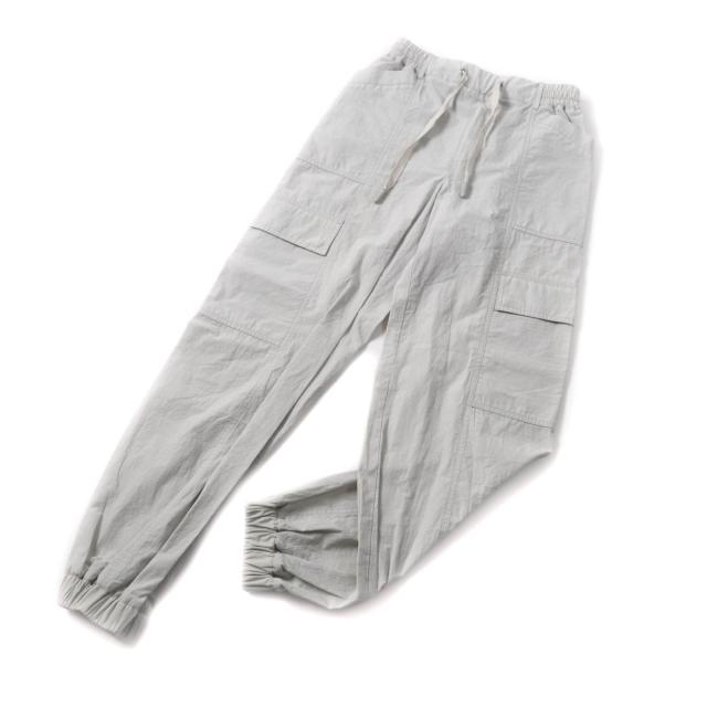 極美品★MONCLER モンクレール 2022年製 PANTALONE コットン100％ ロゴパッチ付 カーゴパンツ ボトムス ライトグレー 38 正規 レディース