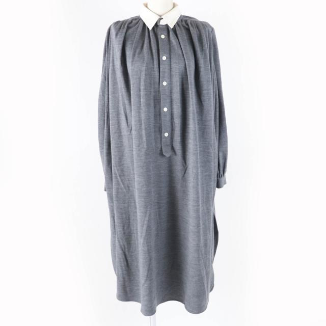 美品☆FUMIKA UCHIDA フミカ ウチダ FU-G-0P001 ウール100％ ポンテ・ジャージー シャツ ワンピース グレー 36 日本製 正規品 レディースの通販は 20,625円