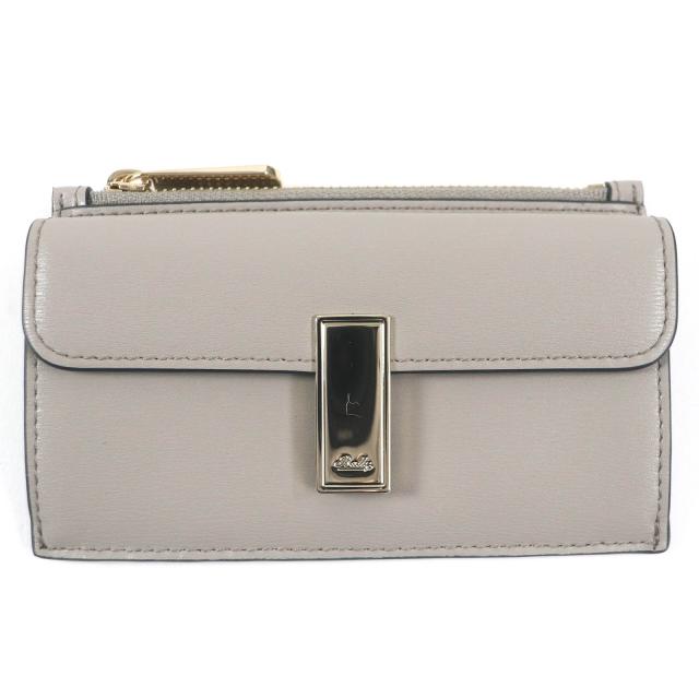 未使用品△BALLY バリー ロゴ金具ジップ レザー パスケース フラグメントケース 小銭入れ ケース グレー レディース オススメ◎