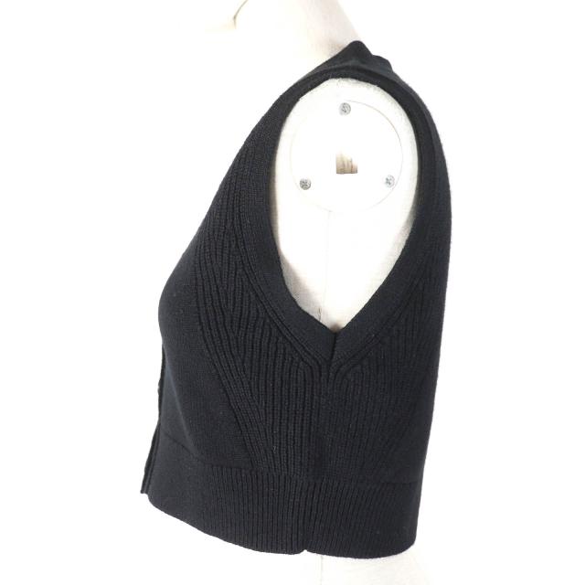 極美品△HERMES エルメス 24SS 4E2721D1 カシミヤ100％ セリエデザインボタン ショート ニット ベスト ブラック 36 イタリア製 正規品_1