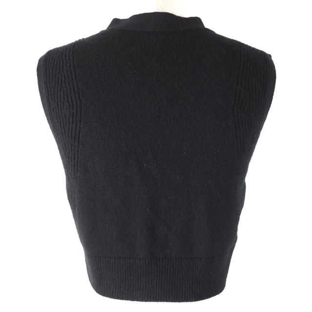 極美品△HERMES エルメス 24SS 4E2721D1 カシミヤ100％ セリエデザインボタン ショート ニット ベスト ブラック 36 イタリア製 正規品_2