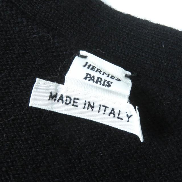 極美品△HERMES エルメス 24SS 4E2721D1 カシミヤ100％ セリエデザインボタン ショート ニット ベスト ブラック 36 イタリア製 正規品_6