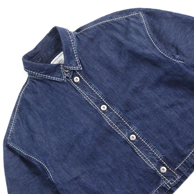 美品○BOTTEGAVENETA ボッテガヴェネタ 21SS 659272 リヨセル オーバーサイズ クロップド デニムシャツ 46 イタリア製 正規品 メンズ_1