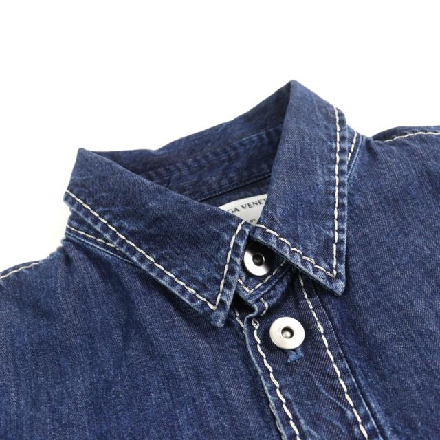 美品○BOTTEGAVENETA ボッテガヴェネタ 21SS 659272 リヨセル オーバーサイズ クロップド デニムシャツ 46 イタリア製 正規品 メンズ_4