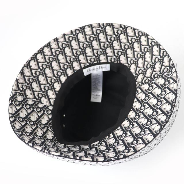美品☆Christian Dior クリスチャンディオール 95TDD924G135 オブリーク ベールチュール付 バケットハット 黒 59 正規品 レディース_5