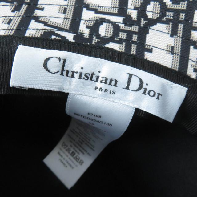 美品☆Christian Dior クリスチャンディオール 95TDD924G135 オブリーク ベールチュール付 バケットハット 黒 59 正規品 レディース_6