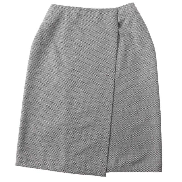 極美品◎HERMES エルメス ヴィンテージ マルジェラ期 ウール シルク 希少 アーカイブ H柄 ラップスカート ブラック ベージュ 34 仏製