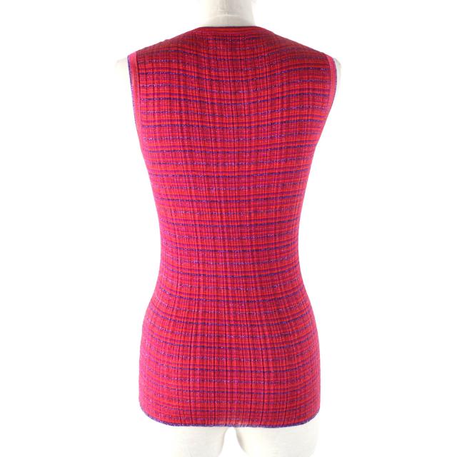 極美品★サルヴァトーレフェラガモ ダブルガンチーニ金具付 ラメ入り ボーダー カーディガン＋ノースリニット アンサンブル マルチ M 極美品☆サルヴァトーレフェラガモ ダブルガンチーニ金具付 ラメ入り