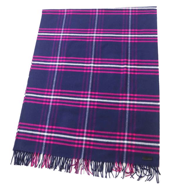 エルメス HERMES マフラー チェック ネイビー