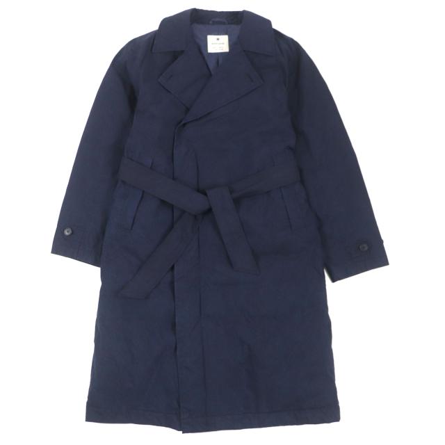美品▼Snow Peak スノーピーク JK-19AU007 Indigo C/N Down Coat ムラ染め加工 ベルト付き ダブルブレスト ダウンコート S 正規品 メンズの通販は