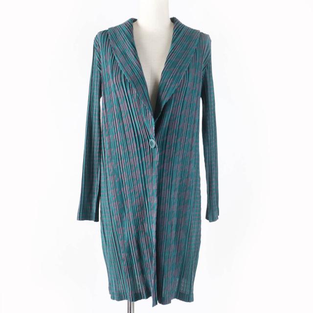 PLEATS PLEASE 千鳥格子シングルボタンコート