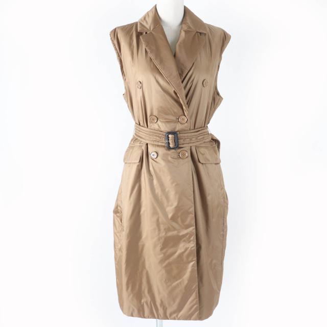 極美品☆Max Mara The Cube  マックスマーラ ザキューブ 92960124 CAMELUXE 中綿入り ノースリーブコート ブラウン 36 正規品 レディース