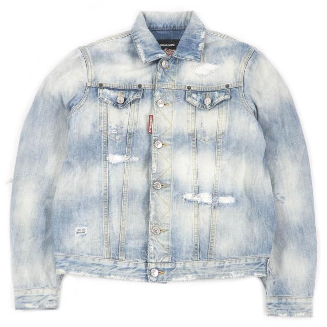 美品□DSQUARED2 ディースクエアード 20SS S71AN0164 Dan Jean Jacket レインボー バックロゴ クラッシュ デニムジャケット 44 正規品