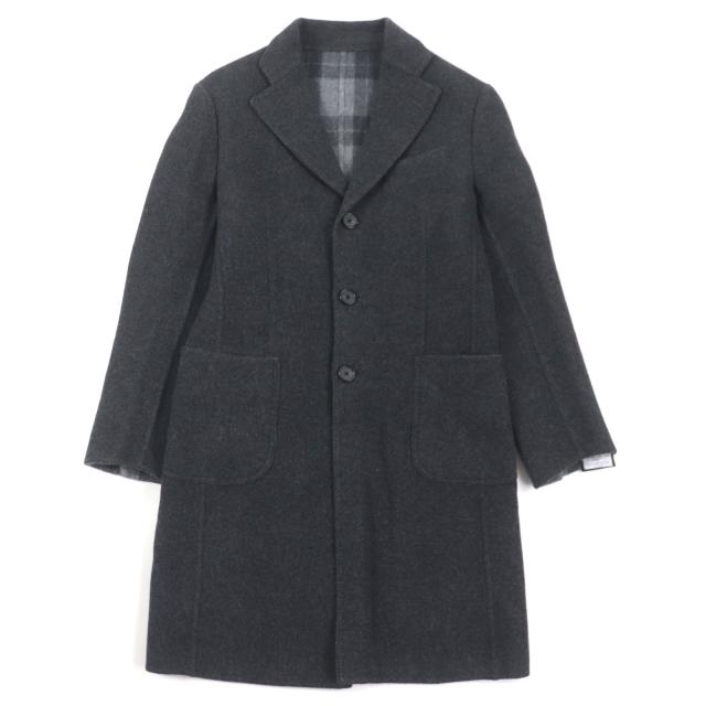 未使用品▼TITO ALLEGRETTO ティト アレグレット ウール 裏地チェック柄 シングル チェスターコート ダークグレー 44 伊製 正規品 メンズ
