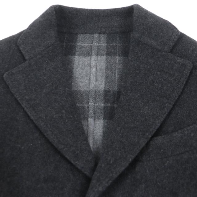 未使用品▼TITO ALLEGRETTO ティト アレグレット ウール 裏地チェック柄 シングル チェスターコート ダークグレー 44 伊製 正規品 メンズ_1