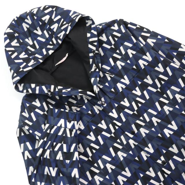 美品○VALENTINO ヴァレンティノ XV3CJE2680R V OPTICAL JACKET ロゴ総柄 オプティカルプリント フーデッド ジャケット 44 正規品 メンズ_1