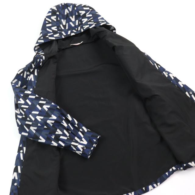 美品○VALENTINO ヴァレンティノ XV3CJE2680R V OPTICAL JACKET ロゴ総柄 オプティカルプリント フーデッド ジャケット 44 正規品 メンズ_2