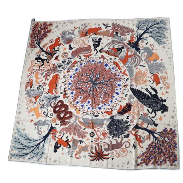 未使用品◎HERMES エルメス カレ140 カレジェアン Sous le Charme d’Orphee オルフェウスの魅力の下に カシミヤ シルク マルチ ストールの通販は