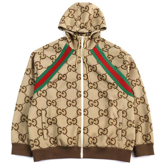 極美品○GUCCI グッチ 22SS 713974 Jumbo GG ジャンボGG ウェブストライプ ジップアップ フーデッドトラックジャケット L 正規品 メンズの通販は