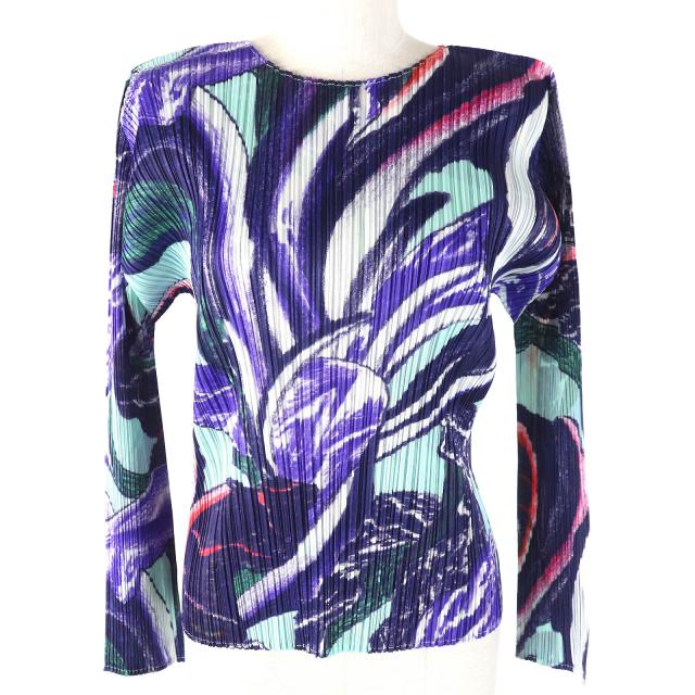 極美品△PLEATS PLEASE プリーツプリーズ イッセイミヤケ 24SS PP41JK692 TARDIVO タルティーボー 総柄クルーネック カットソー 3 正規品の通販は 32,175円