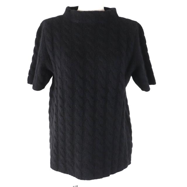 極美品△AKRIS アクリス カシミヤ100％ ケーブル編み 半袖 プル 