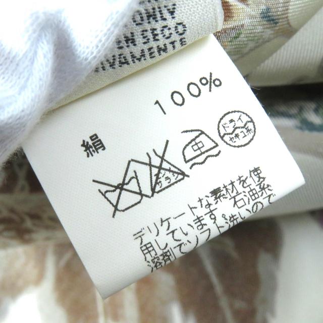 美品△HERMES エルメス ヴィンテージ Tourbillon 渦巻き シルク100% マルジェラ期 落ち葉 総柄 長袖シャツ 茶 カーキ ベージュ 38 正規品_8