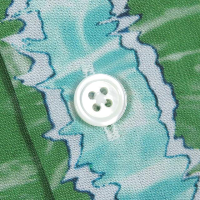極美品□HERMES エルメス コットン100％ Tatersale Remix Bis 総柄 袖セリエボタン 長袖シャツ ブルー系 38 フランス製 正規品 メンズ_3