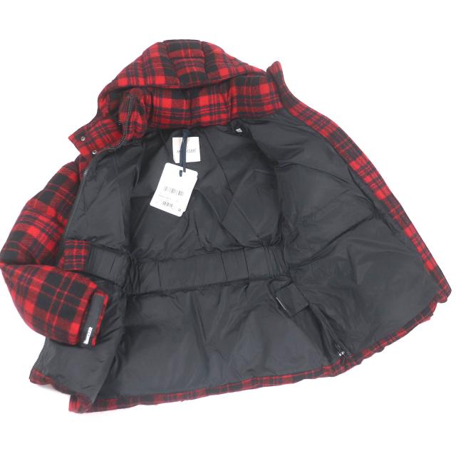 極美品□MONCLER モンクレール 19-20AW DANUBE GIUBBOTTO ウール チェック柄 ダウンジャケット レッド ブラック 0 正規品 レディース_5